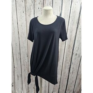 Shiela Rose Women's‎ XL Black Tie Side Shirt Dress Short Sleeve Tunic Summer EUC